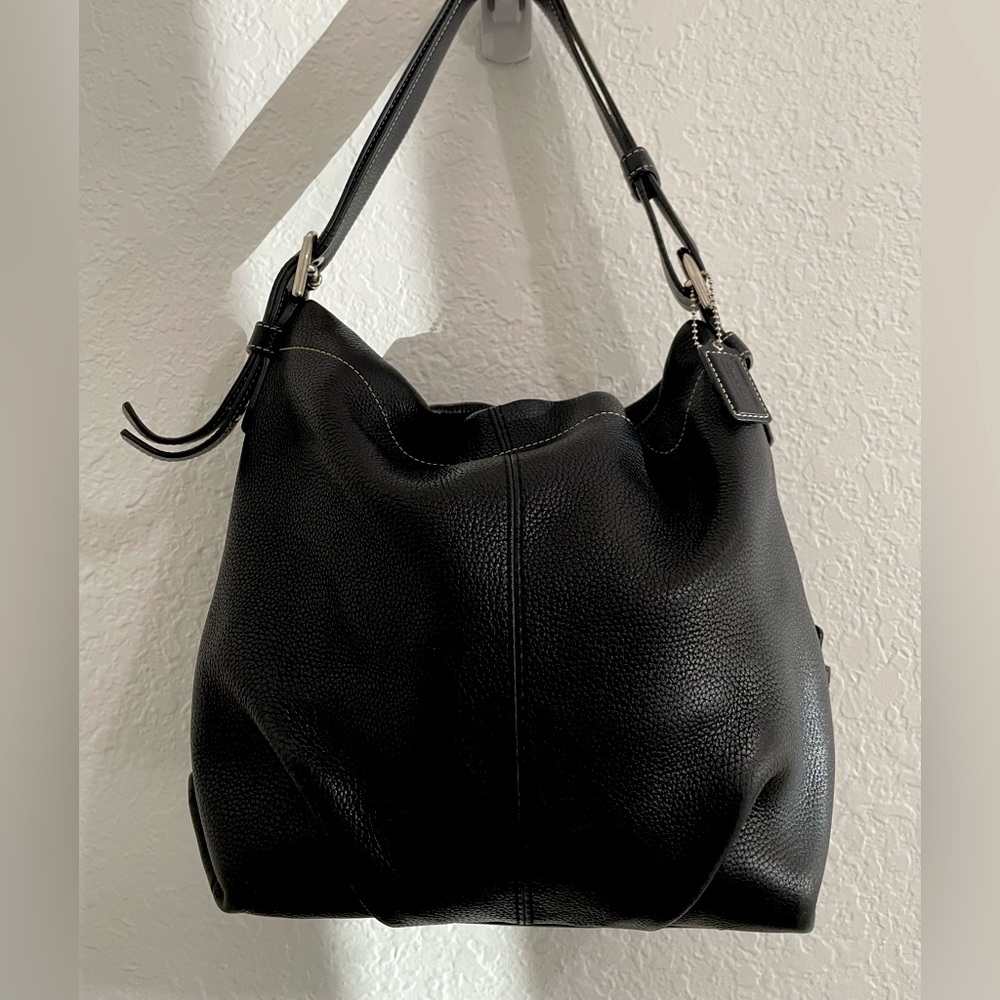 Coach F15064 Soho Duffel Black Pebbled Leather Convertible Bag